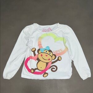 Y2K VINTAGE White Monkey Print Kids Shirt by Greendog
